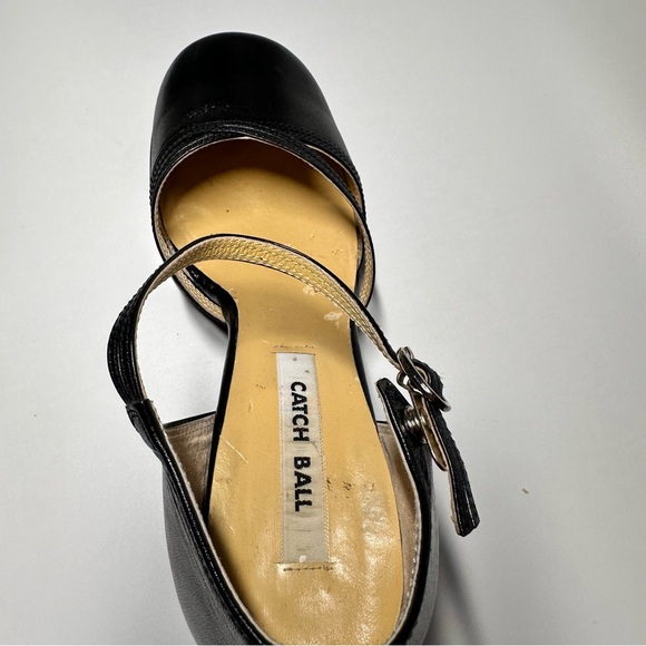 Black Leather Platform Mary Jane Pumps Chunky Block 3.5” Heel 24.5 cm /US 7- 7.5 - Picture 9 of 12